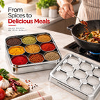Matrix Stainless Steel Spice & Dry Fruit Box, 9 in 1 | Four Brothers