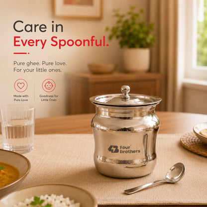 Apple Stainless Steel Ghee Pot with Spoon