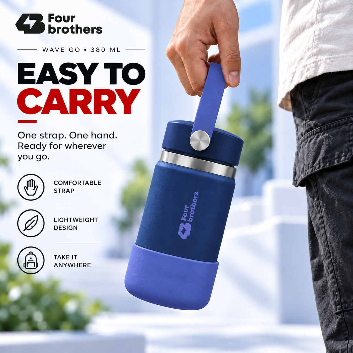 Wave Go Hot and Cold 304 Stainless Steel Wide Mouth Flask 380ml Four Brothers