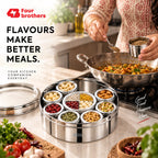 Orbit Stainless Steel Spice & Dry Fruit Box, 12 in 1 | Four Brothers