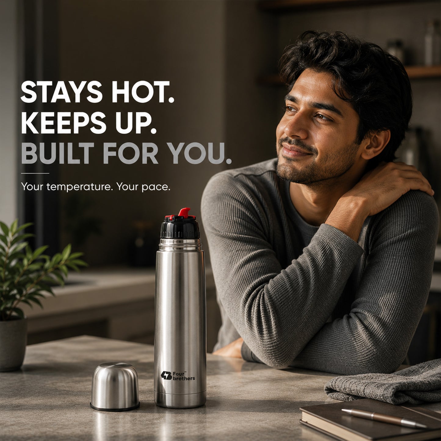 Hot and Cold Thermosteel Double Wall Inside 304 S.S Bullet Flask