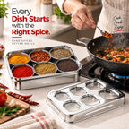 Prism Stainless Steel Spice & Dry Fruit Box, 6 in 1 | Four Brothers