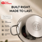 Triply Stainless Steel Kadai with Lid, Induction & Gas | Four Brothers
