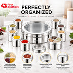 Orbit Stainless Steel Spice & Dry Fruit Box, 12 in 1 | Four Brothers