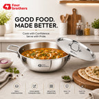 Triply Stainless Steel Kadai with Lid, Induction & Gas | Four Brothers