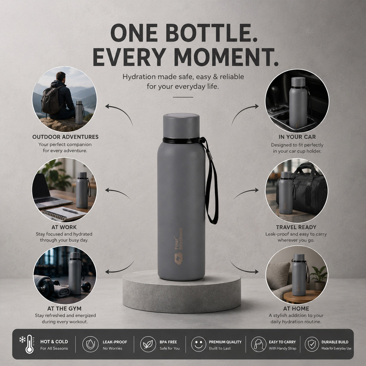 Storm 304 Stainless Steel Flask, 18Hr Hot 24Hr Cold | Four Brothers