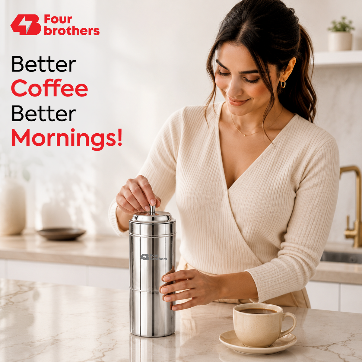 Stainless Steel Coffee Filter, South Indian Style | Four Brothers