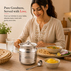 Lotus Stainless Steel Ghee Pot with Spoon | Four Brothers