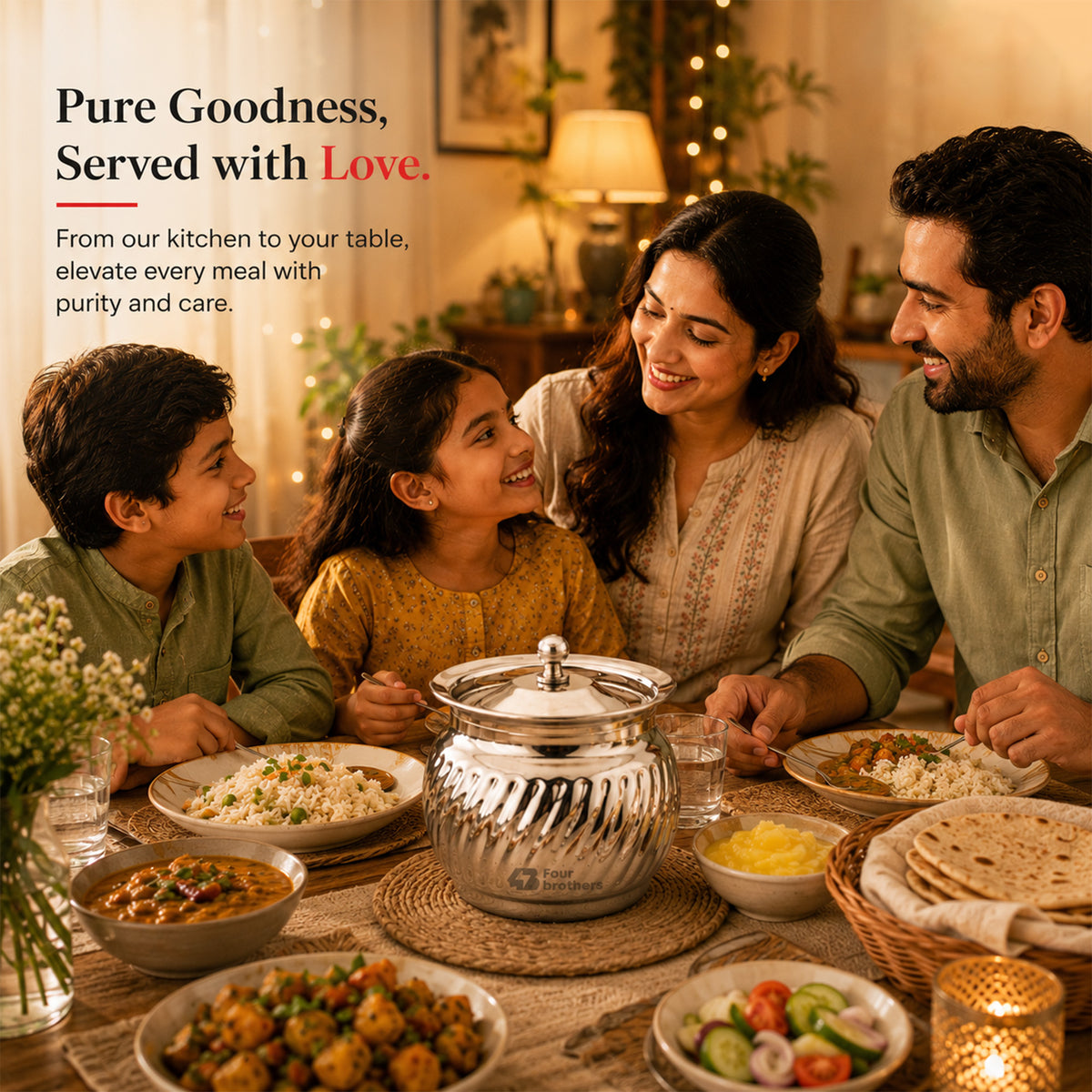 Thunder Stainless Steel Ghee and Oil Pot with Spoon | Four Brothers