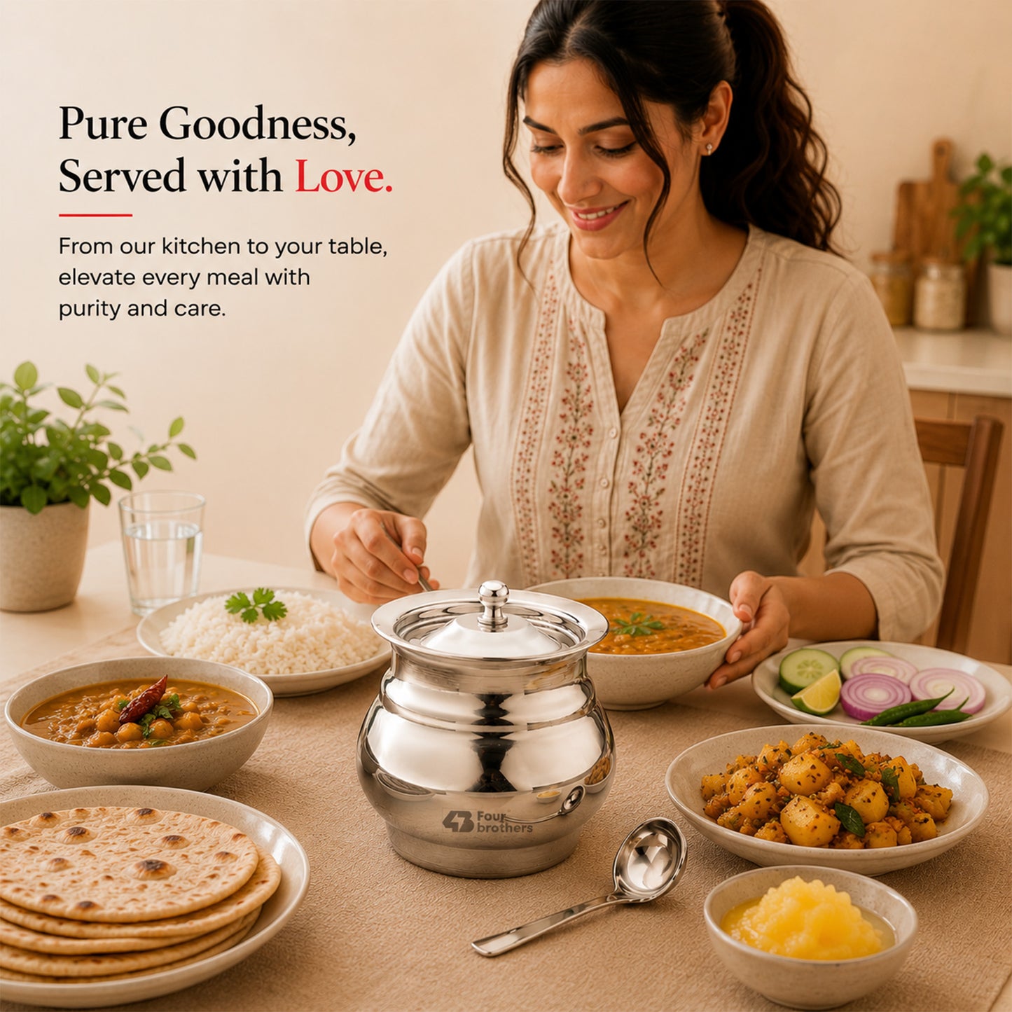 Polo Stainless Steel Ghee Pot with Spoon