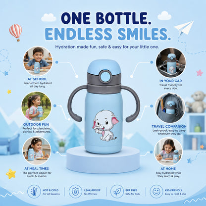 Four Brothers Kids Insulated Sipper Bottle - 300ml  – 18Hr Hot & 24Hr Cold, Leakproof with  Straw