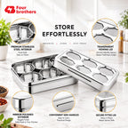 Prism Stainless Steel Spice & Dry Fruit Box, 6 in 1 | Four Brothers