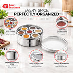 Orbit Stainless Steel Spice & Dry Fruit Box, 7 in 1 | Four Brothers
