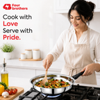 Premium Stainless Steel Frypan, Mirror Polish Finish | Four Brothers