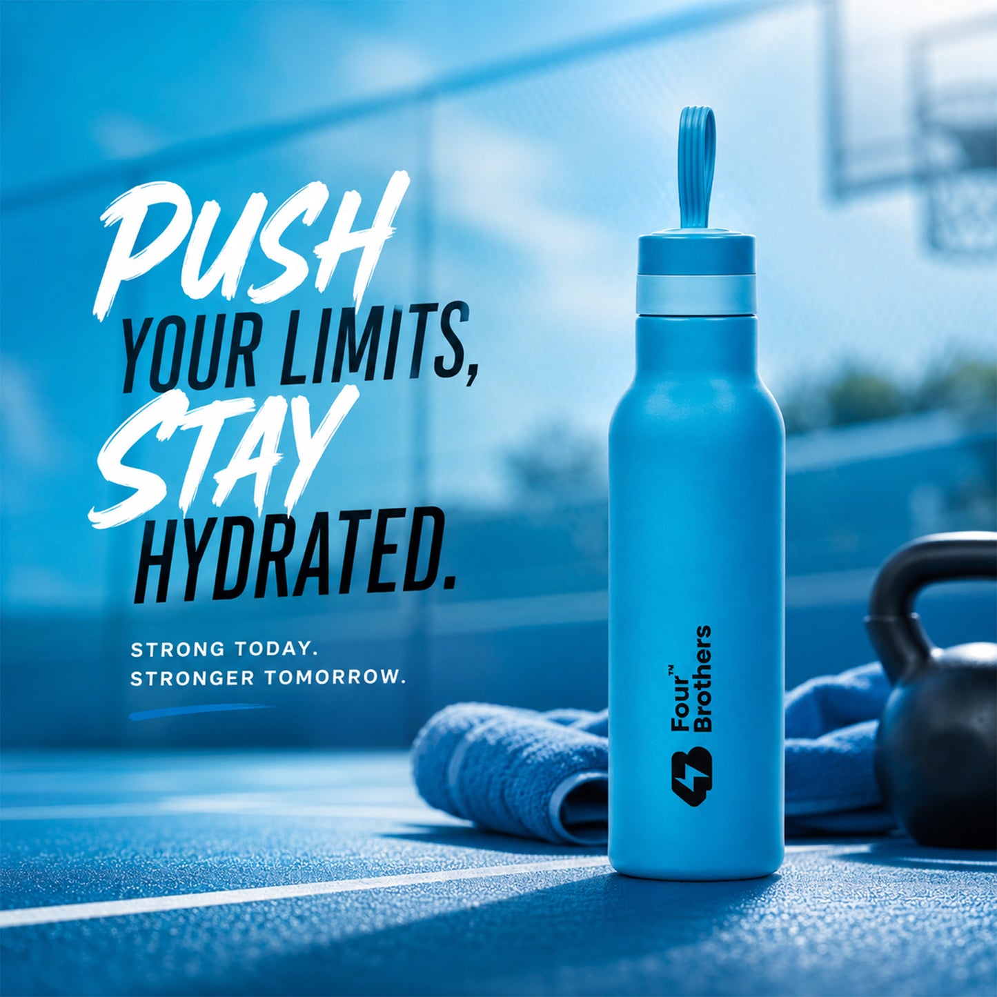 Four Brothers Stainless Steel Water Bottle ( Pulse ) – Single Wall, Leakproof, Lightweight