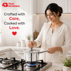 Stainless Steel Triply Saucepan with Toughened Glass Lid | Four Brothers