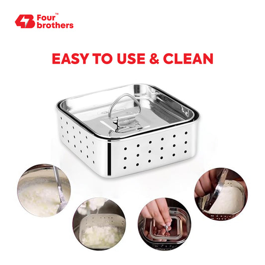 Stainless Steel Paneer Mould – 550ML Capacity (Square Shape)