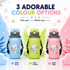 Joy Kids Insulated Sipper Bottle, Elephant Print & Straw | Four Brothers