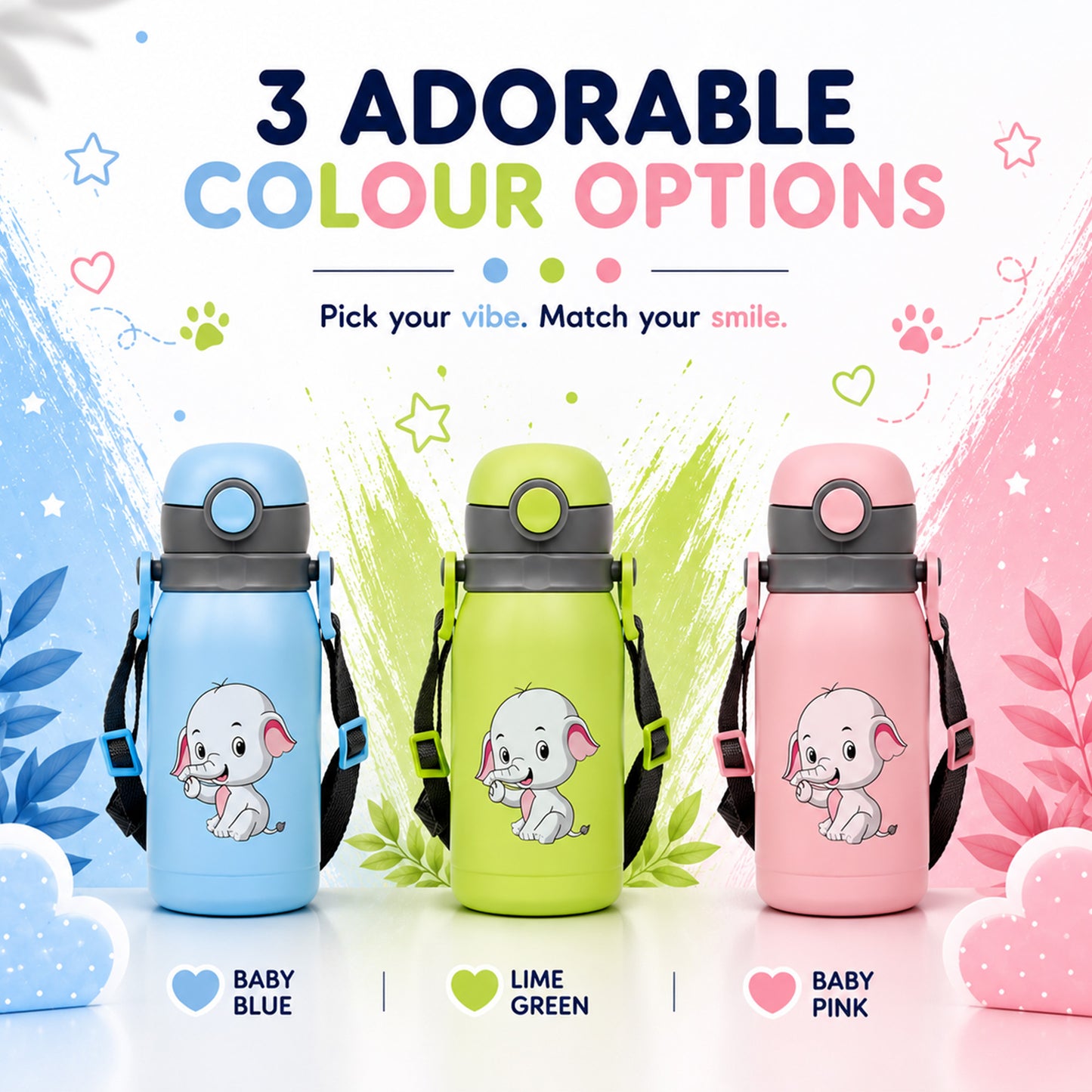 Four Brothers Kids Insulated Sipper Bottle- 300ml - 18Hr Hot & 24Hr Cold, Leakproof with Straw