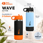 Wave Active Hot and Cold Stainless Steel Straw Bottle 600ml Four Brothers