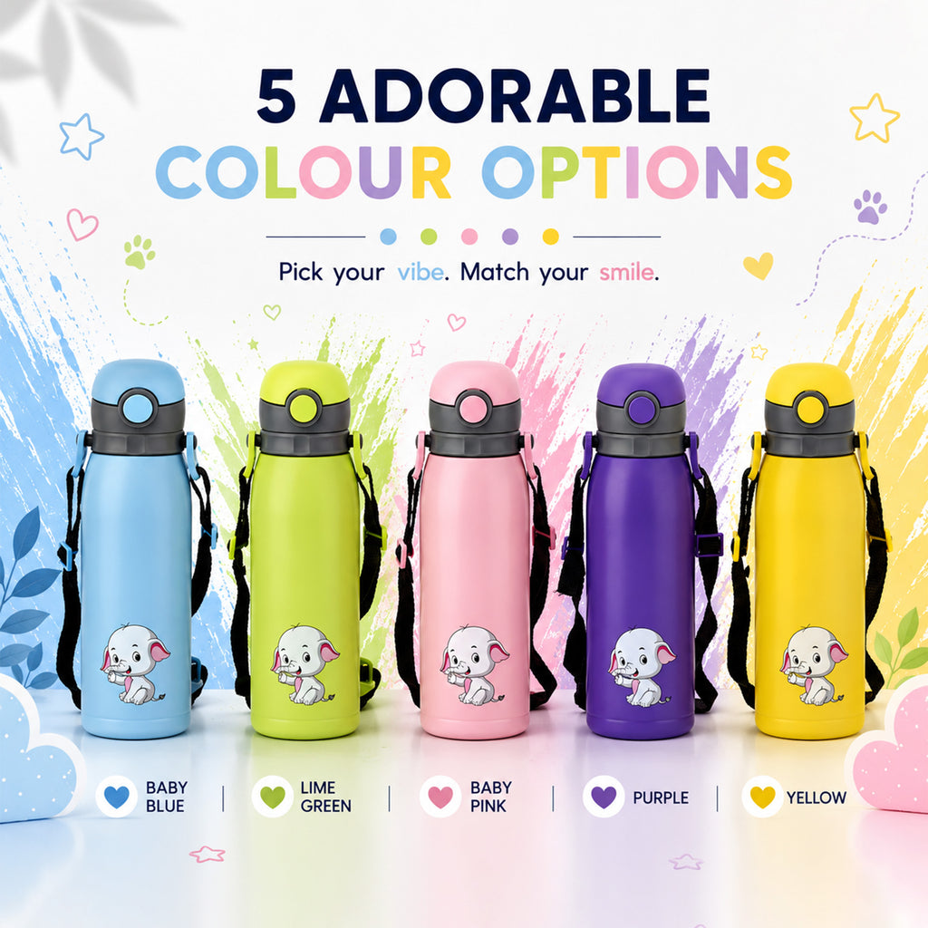 Four Brothers Kids Insulated Sipper Bottle - 750ml - 18Hr Hot & 24Hr Cold, Leakproof with Straw