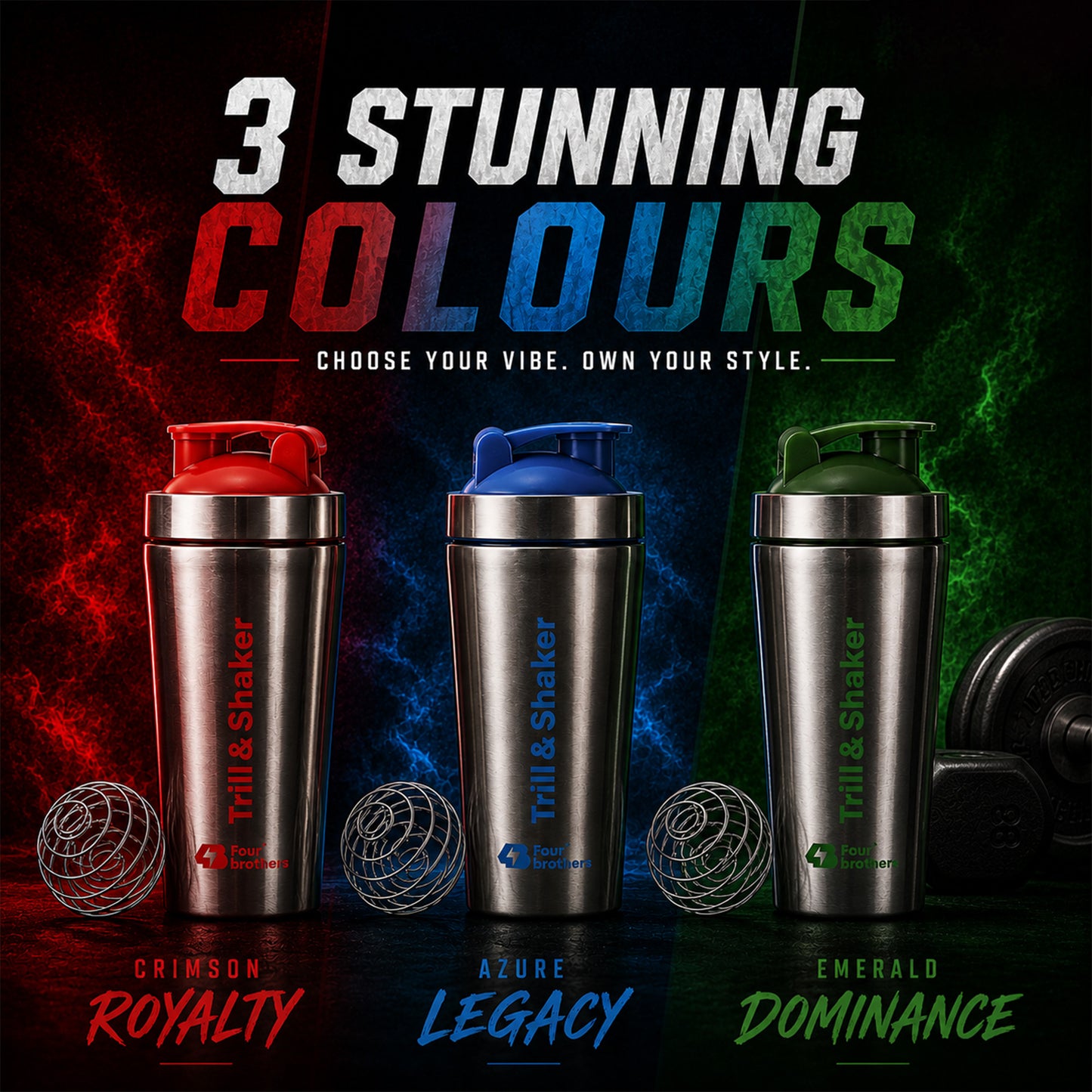 Four Brothers Stainless Steel Trill & Shaker Bottle