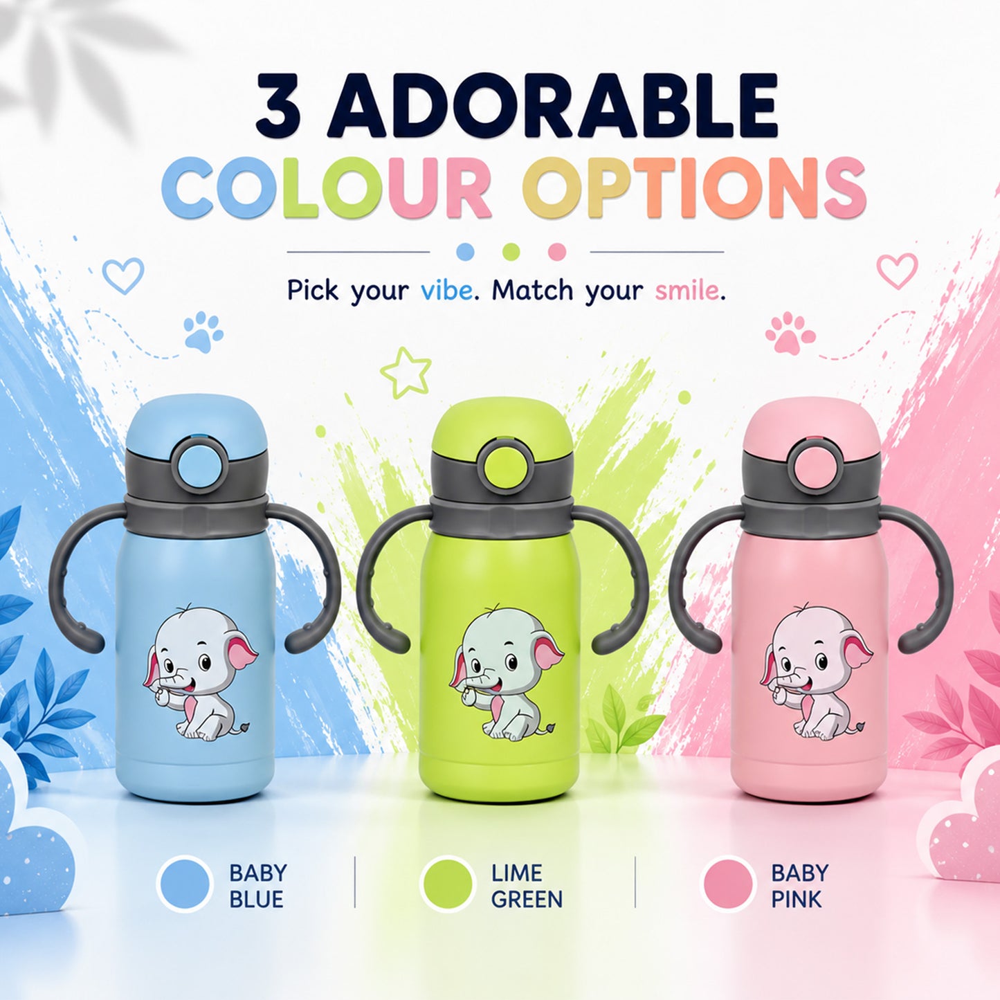 Four Brothers Kids Insulated Sipper Bottle - 300ml  – 18Hr Hot & 24Hr Cold, Leakproof with  Straw