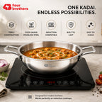 Triply Stainless Steel Kadai with Lid, Induction & Gas | Four Brothers