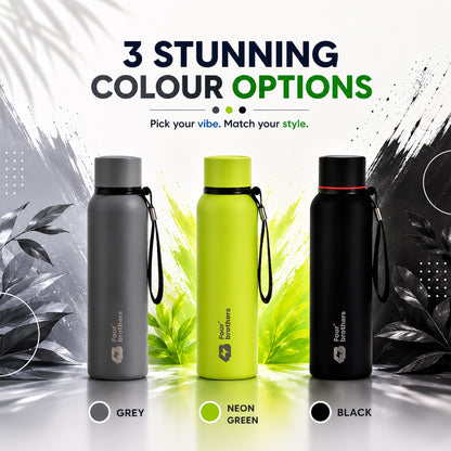 Four Brothers Insulated Water Bottle( Storm ) – 18Hr Hot & 24Hr Cold Stainless Steel Flask (Leakproof)