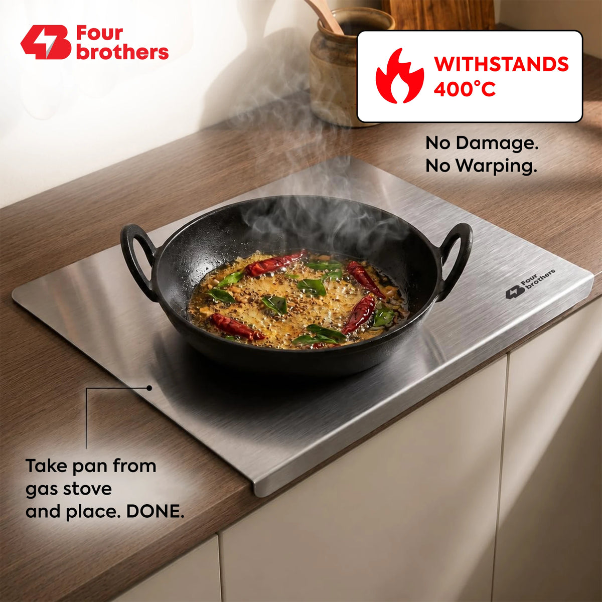 Stainless Steel Multipurpose Worktop Board | Cutting, Rolling & Kneading Platform