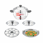 Four Brothers Optima Stainless Steel Idly Maker/Cooker | Induction & Gas Compatible