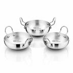 Aluminium Round Bottom Kadai for Kitchen, 3 Pcs Set | Four Brothers
