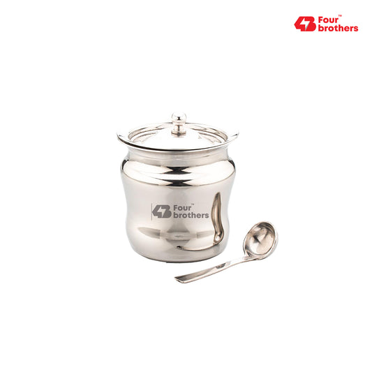 Apple Stainless Steel Ghee Pot with Spoon