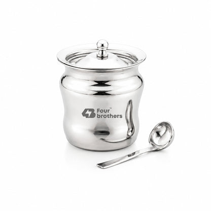Apple Stainless Steel Ghee Pot with Spoon