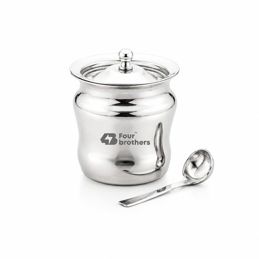 Apple Stainless Steel Ghee Pot with Spoon