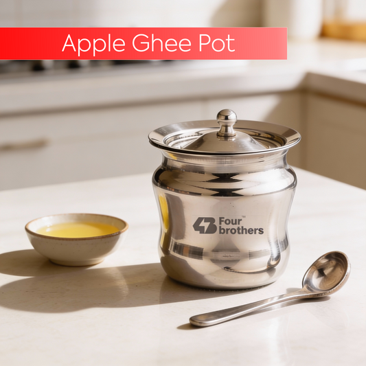 Apple Stainless Steel Ghee Pot with Spoon
