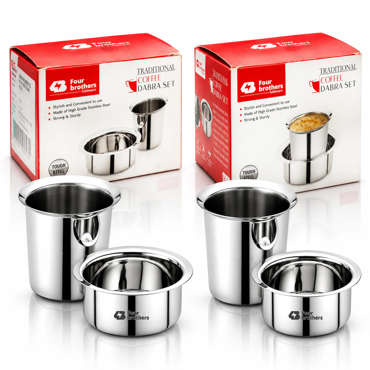 Traditional Stainless Steel Coffee Dubra Set | Four Brothers