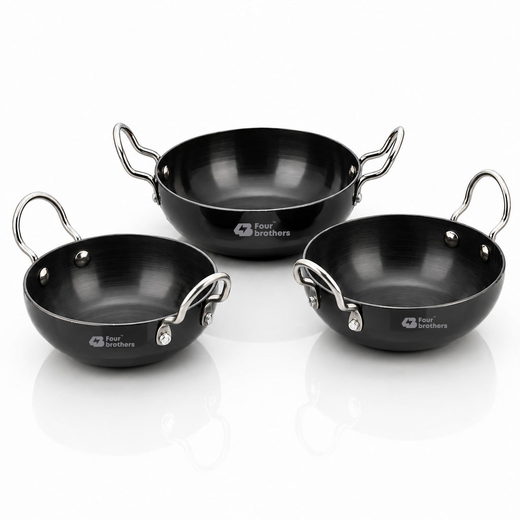 Hard Anodised Black Kadai 3Pcs Set