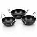 Hard Anodised Black Kadai 3Pcs Set