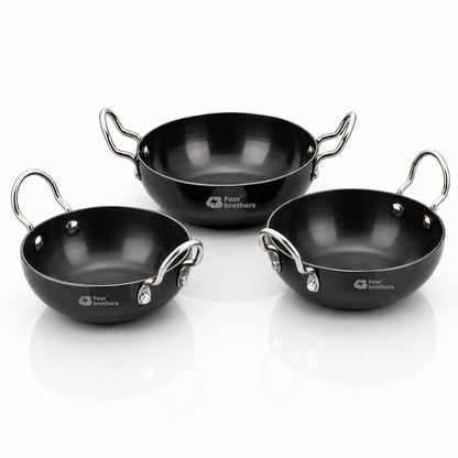 Hard Anodised Black Kadai 3Pcs Set