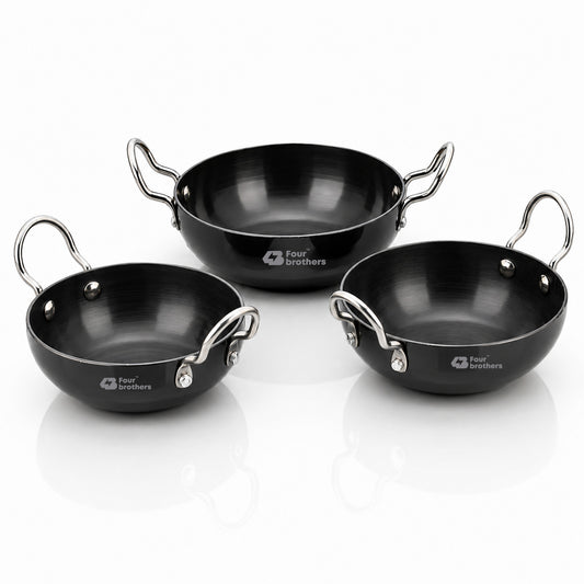 Hard Anodised Black Kadai 3Pcs Set