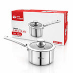 Stainless Steel Triply Saucepan with Toughened Glass Lid | Four Brothers