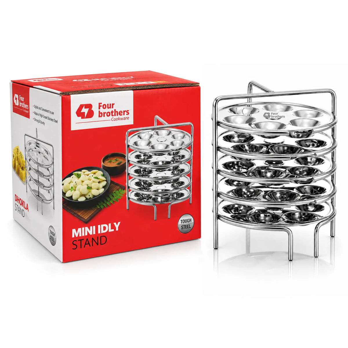 Mini Idly Stand Stainless Steel Steamer Plate, 5 Idlis Per Plate | Four Brothers