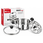Smart Multi Kadai and Idly Pot with Glass Lid, Stainless Steel | Four Brothers