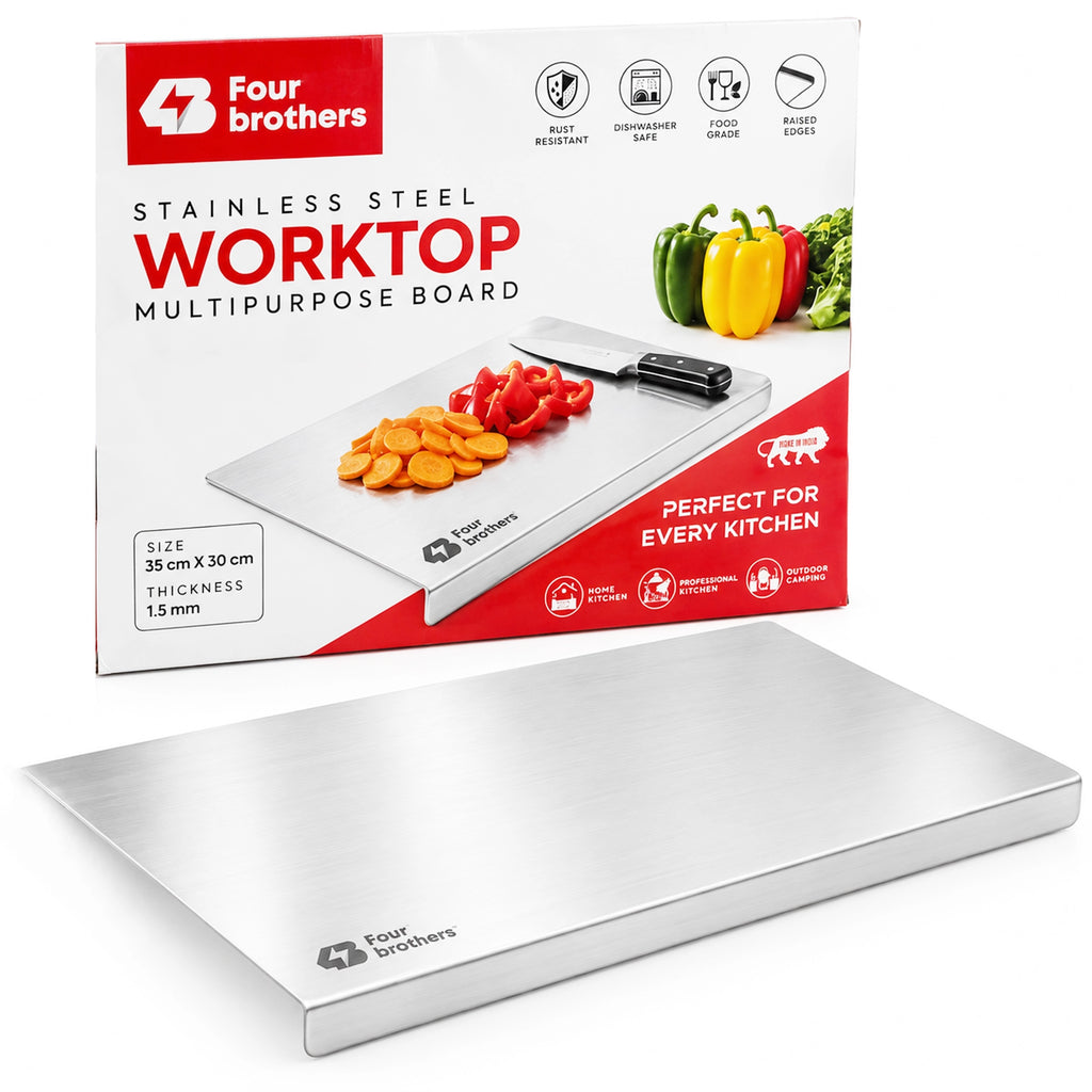 Stainless Steel Multipurpose Worktop Board | Cutting, Rolling & Kneading Platform