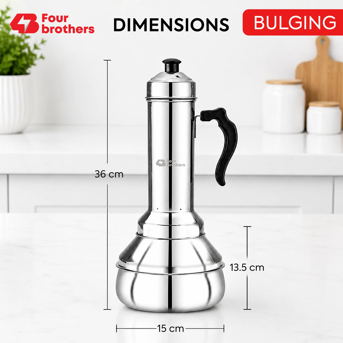 Puttu Kodam Stainless Steel Puttu Maker, Flat and Bulging | Four Brothers