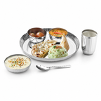stainless steel dinner thali set 6 Pcs. Bowl,  Cup, spoon, plate