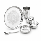 Stainless Steel Thali Set 6 Piece with Laser Design | Four Brothers