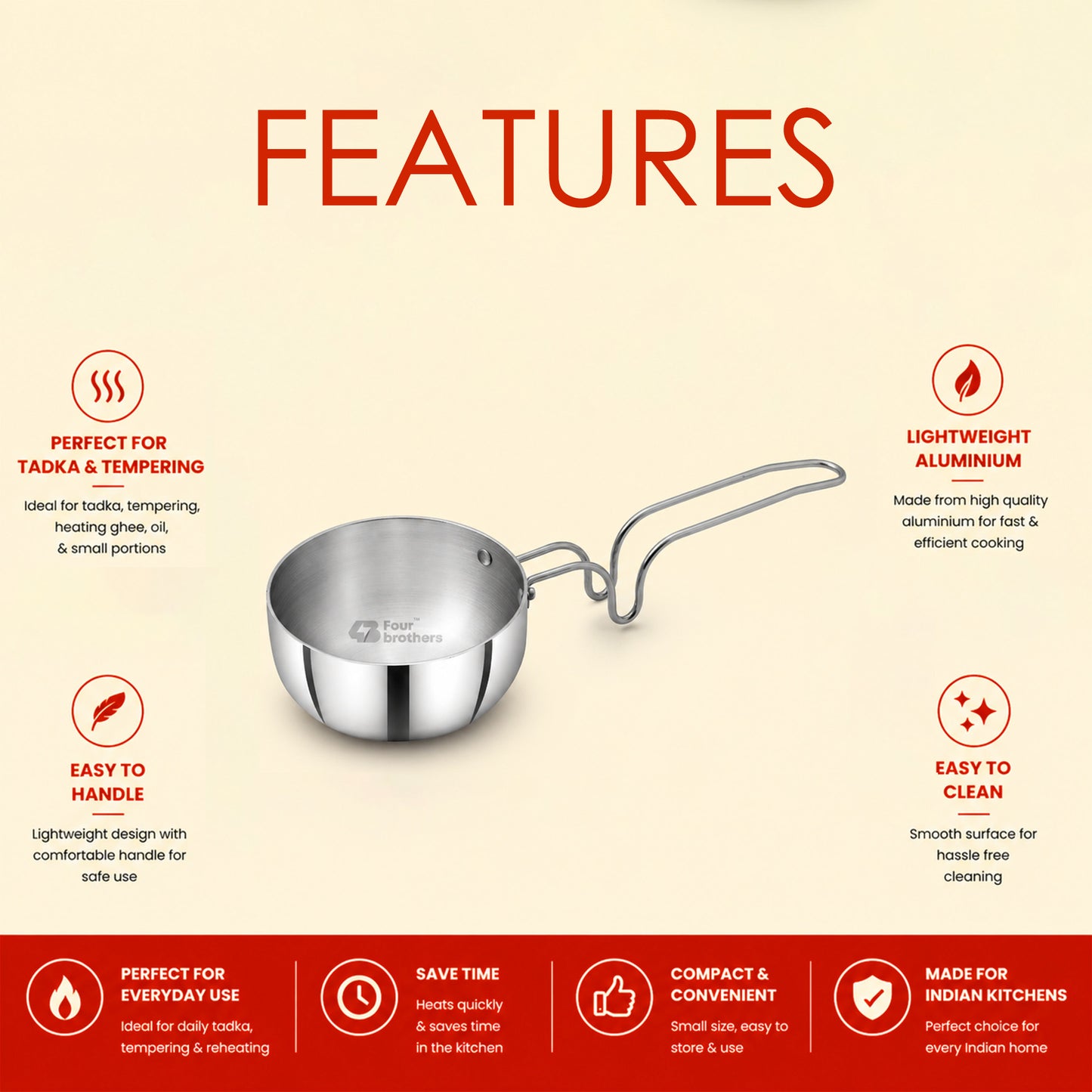 Vagaria Aluminium Tadka Pan -Light, Efficient & Indian Kitchen Ready