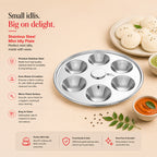 Stainless Steel Mini Idly Plate Set 6 Idly Capacity | Four Brothers